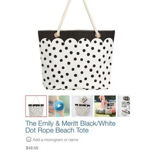 The Emily & Meritt Black/White Dot Rope Beach Tote